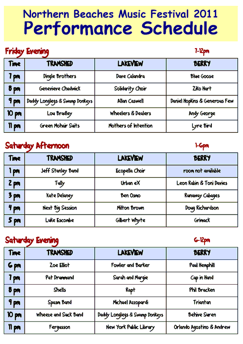 NBMF Schedule