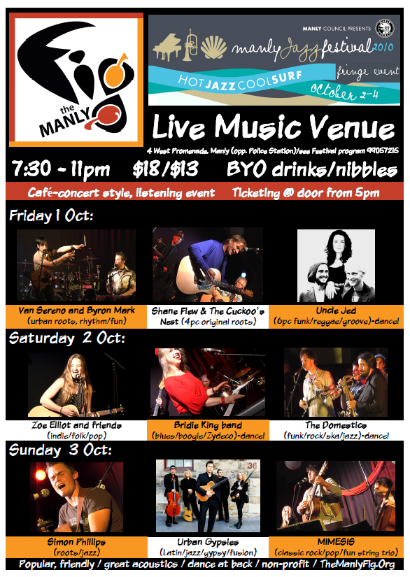 The Fig joins the Manly Jazz Festival - poster